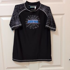 Marvel Black Rashguard Swim Shirt with Web Details